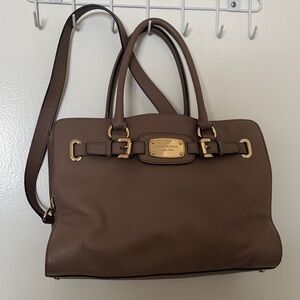 Michael Kors Tan Leather Satchel with Gold Accents